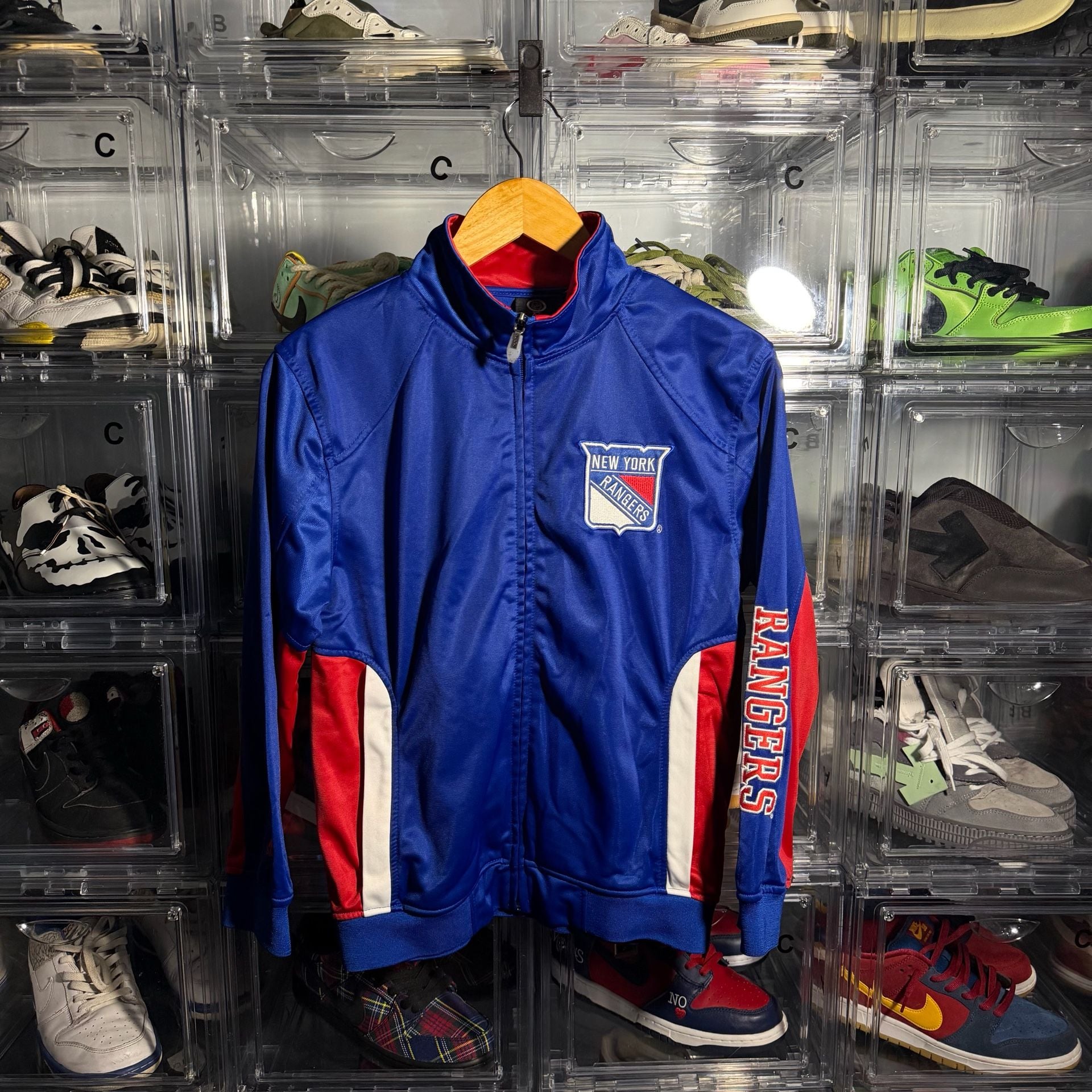 Majestic New York Rangers Track Jacket Kids Size L Blue Red Full Zip 2