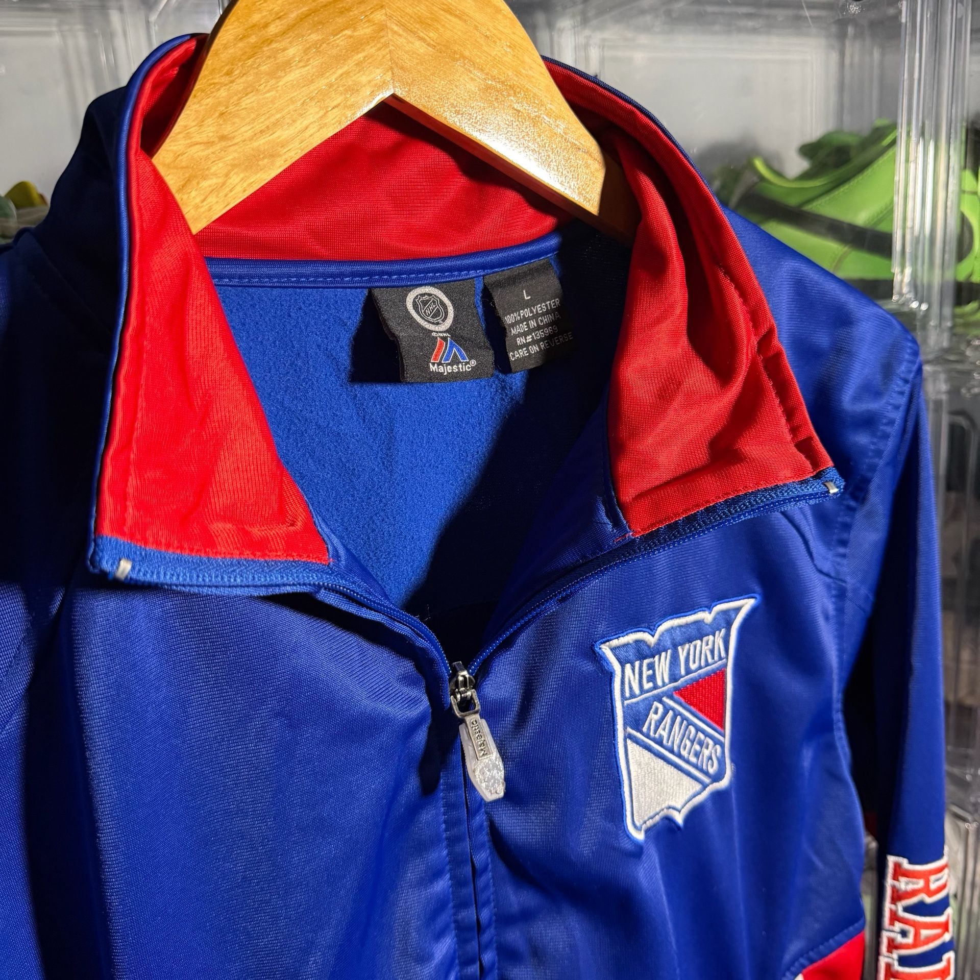 Majestic New York Rangers Track Jacket Kids Size L Blue Red Full Zip 3