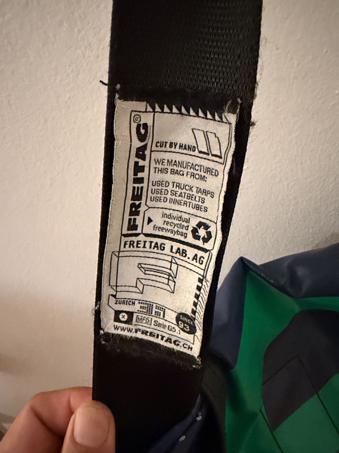 Freitag Messenger Bag Blue Green Recycled Truck Tarp 5