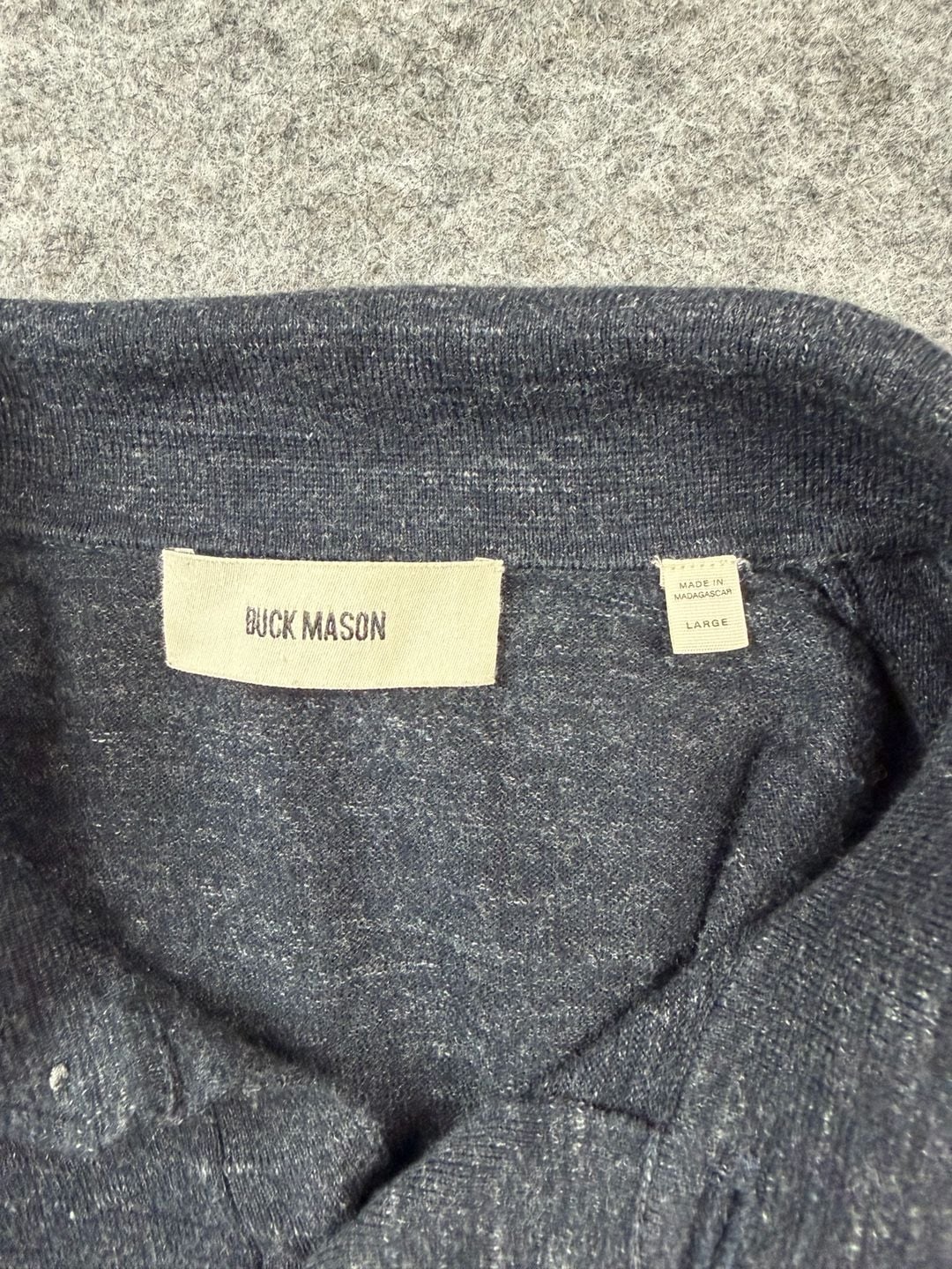 Buck Mason Polo Sweater Size Large Dark Gray Knit Short Sleeve 4