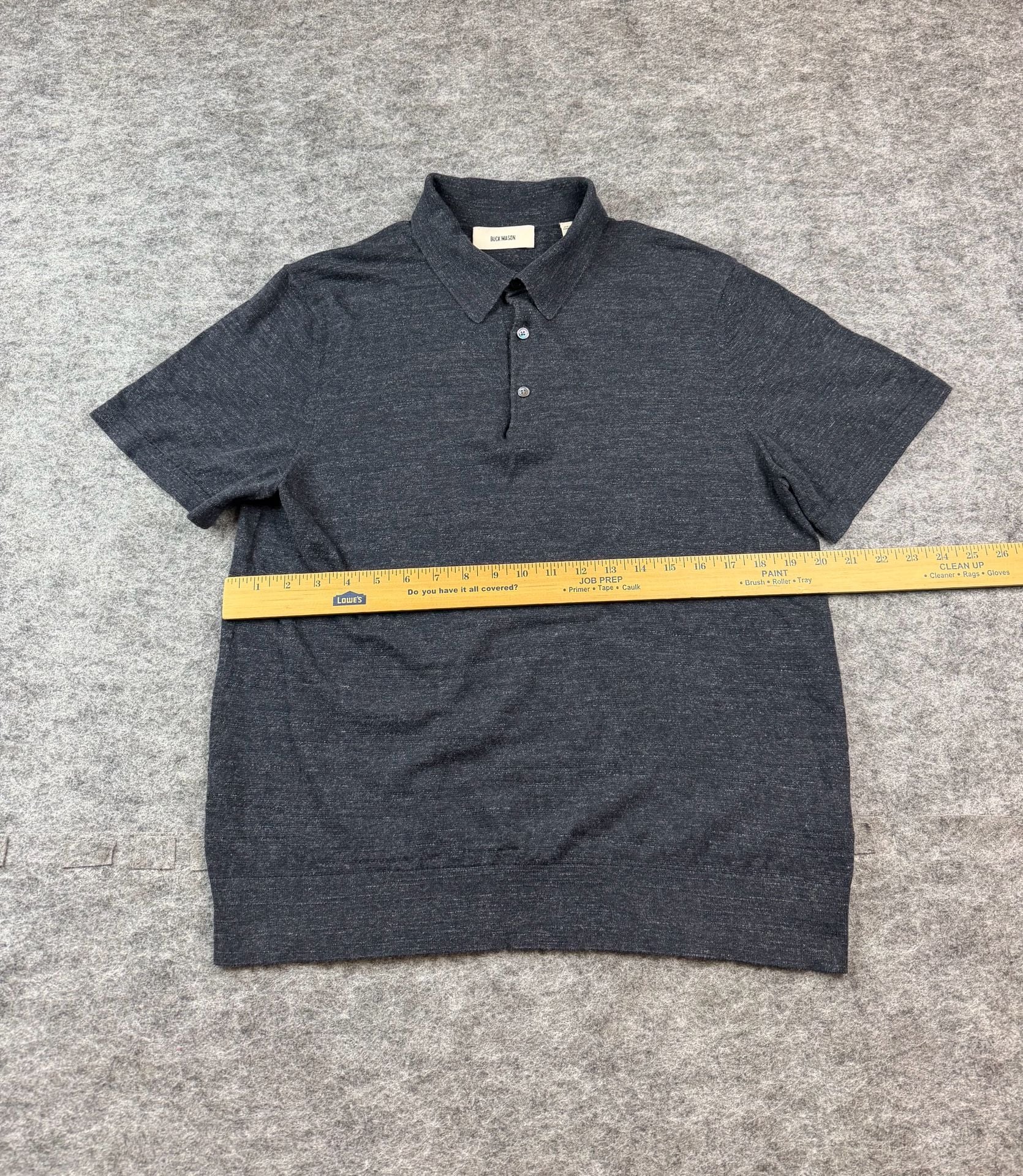 Buck Mason Polo Sweater Size Large Dark Gray Knit Short Sleeve 6