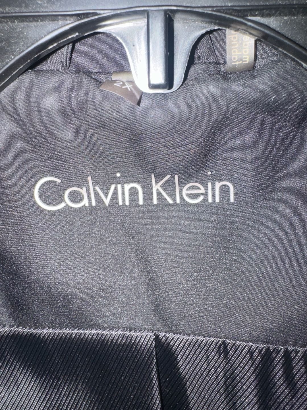 Calvin Klein Trench Coat Size 2X Black Zip Pockets 4