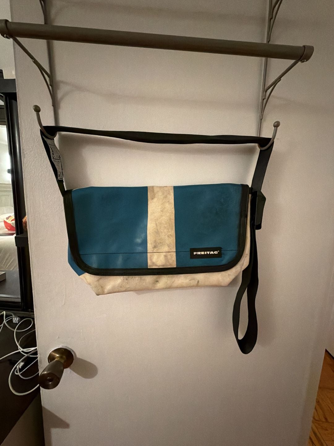 Freitag F11 Lassie Messenger Bag Blue Off-White Recycled Truck Tarp 2