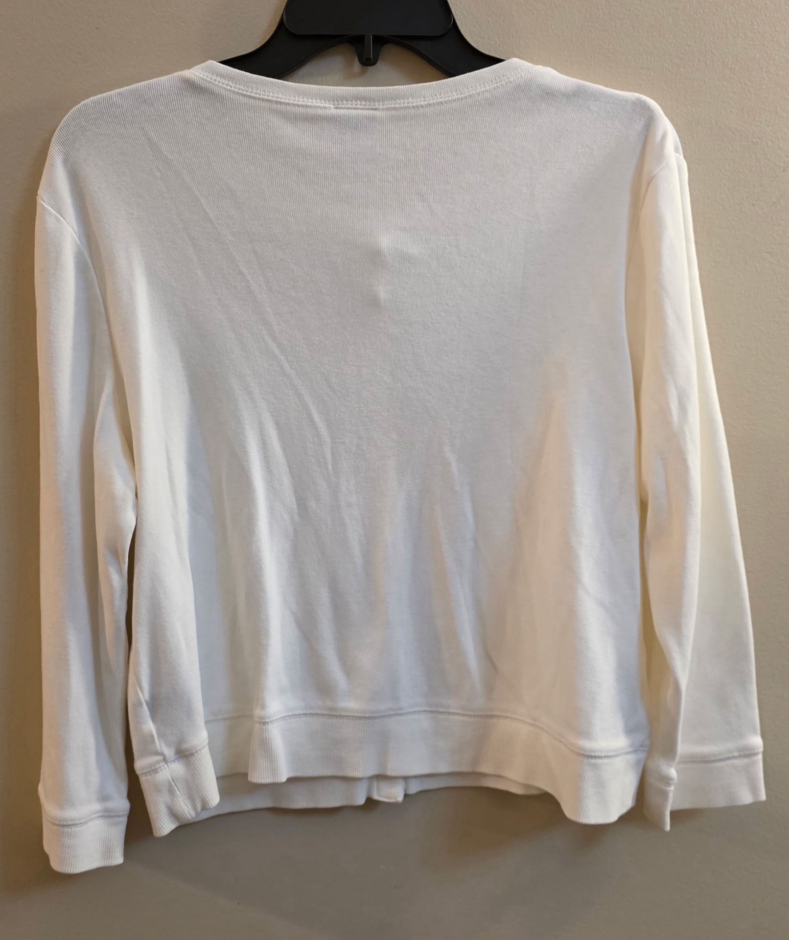 Rafaella Cardigan Sweater Size L White Long Sleeve Crew Neck Button Front 3