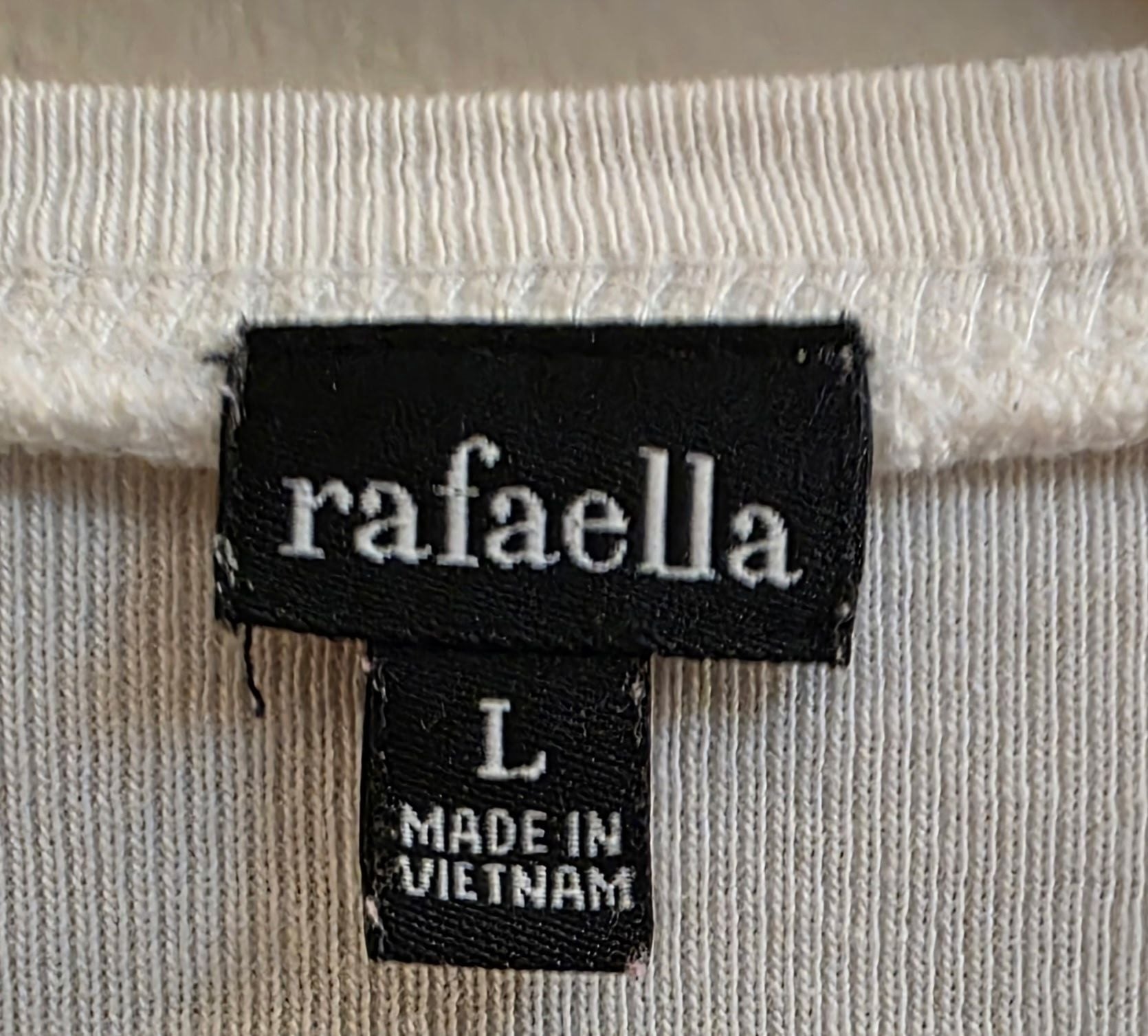Rafaella Cardigan Sweater Size L White Long Sleeve Crew Neck Button Front 4