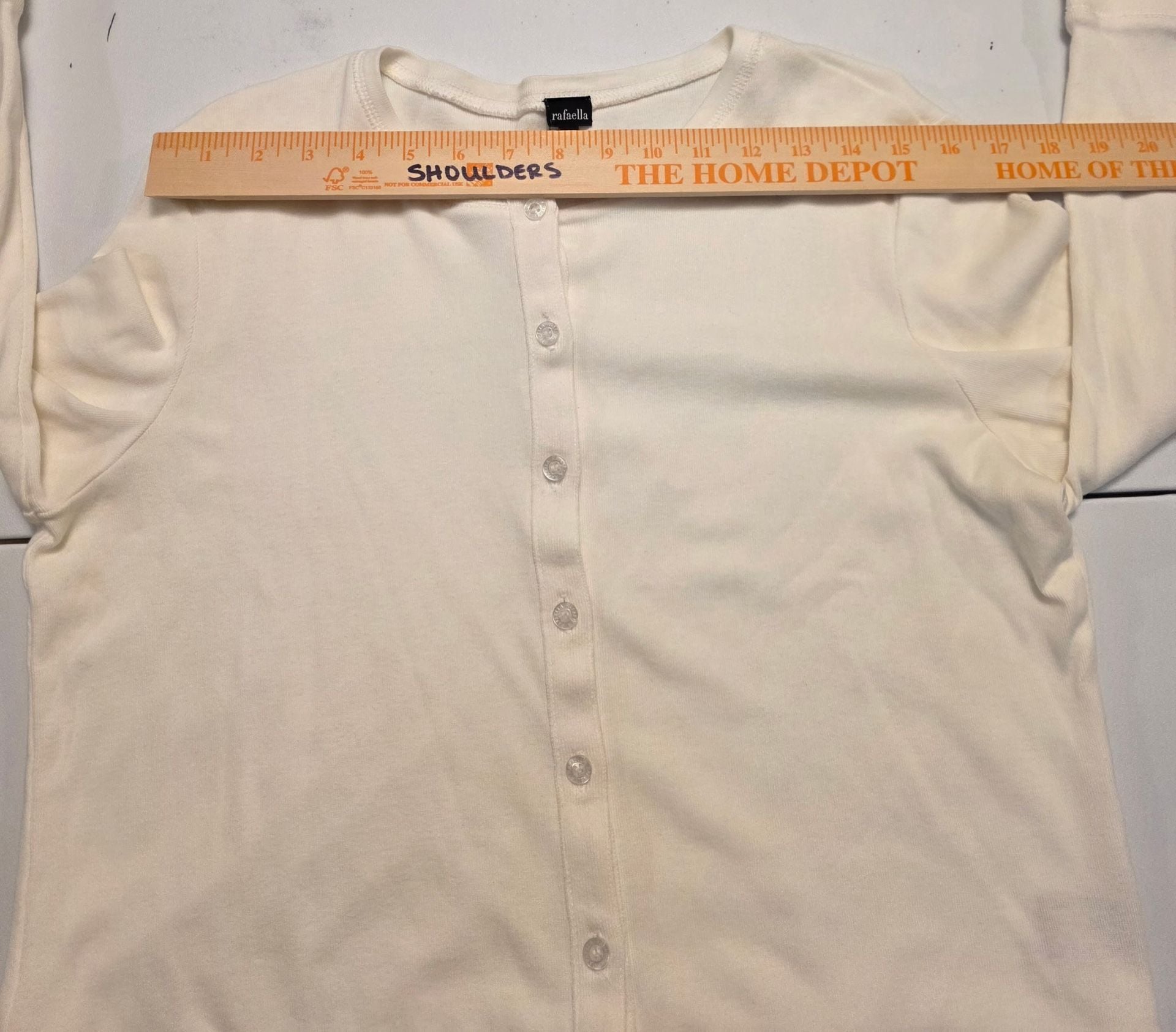 Rafaella Cardigan Sweater Size L White Long Sleeve Crew Neck Button Front 7