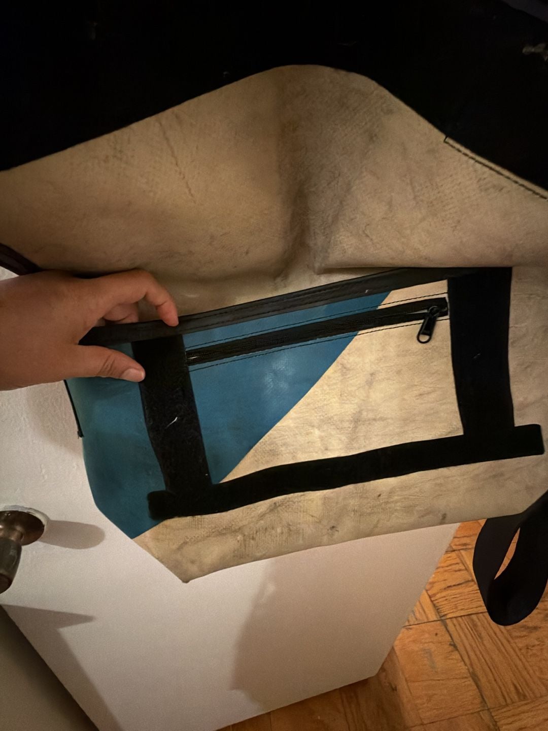 Freitag F11 Lassie Messenger Bag Blue Off-White Recycled Truck Tarp 7