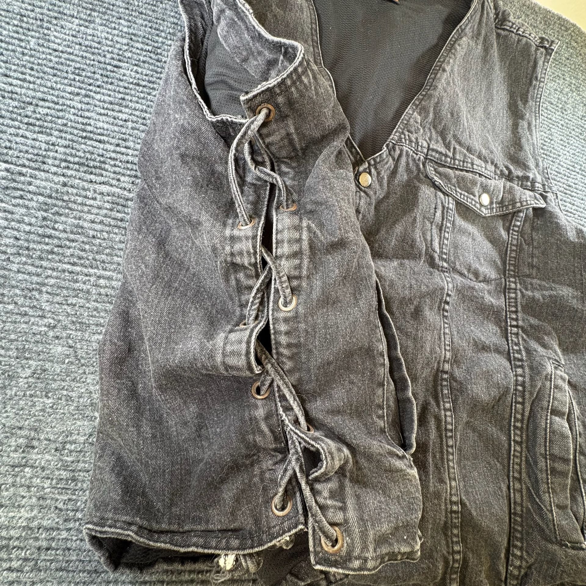 Vance Biker Wear Black Denim Biker Vest 4
