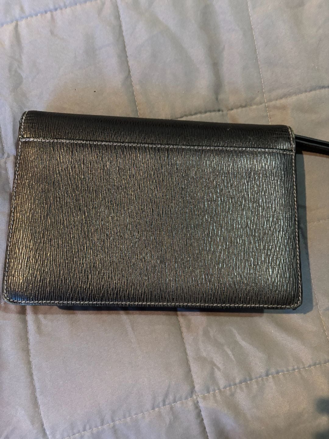Salvatore Ferragamo Black Leather Lock Clutch Bag 4