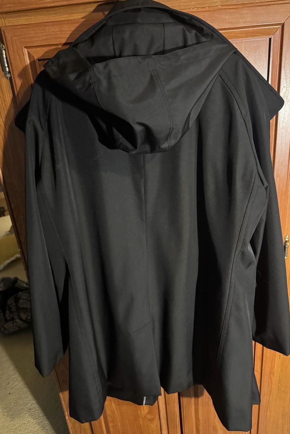 Calvin Klein Trench Coat Size 2X Black Zip Pockets 6
