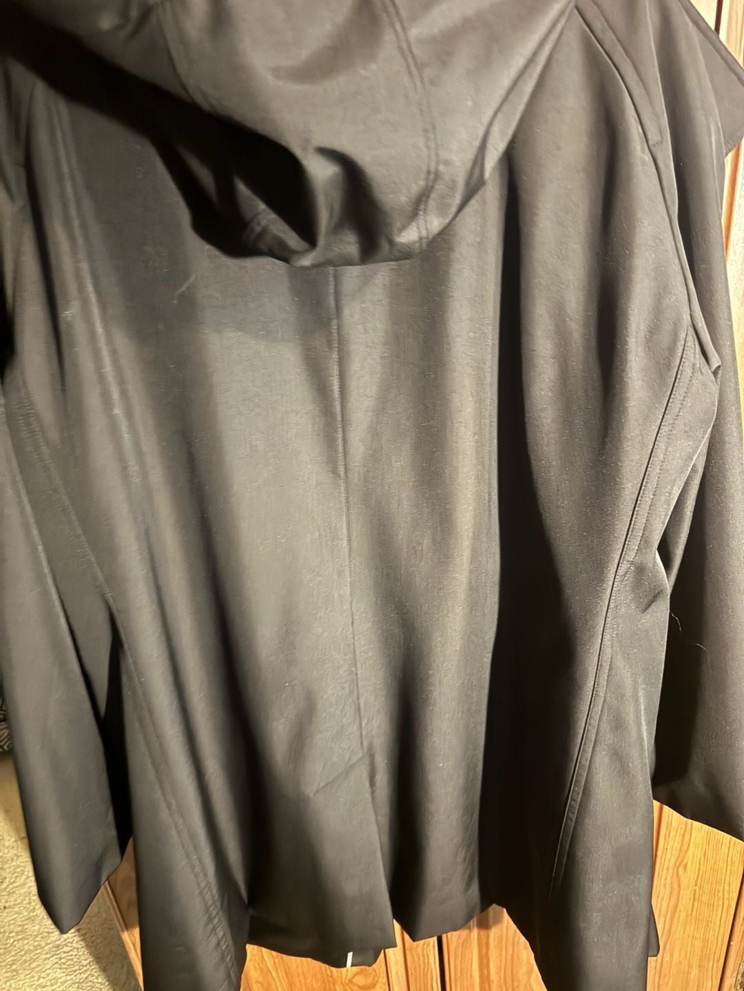 Calvin Klein Trench Coat Size 2X Black Zip Pockets 7