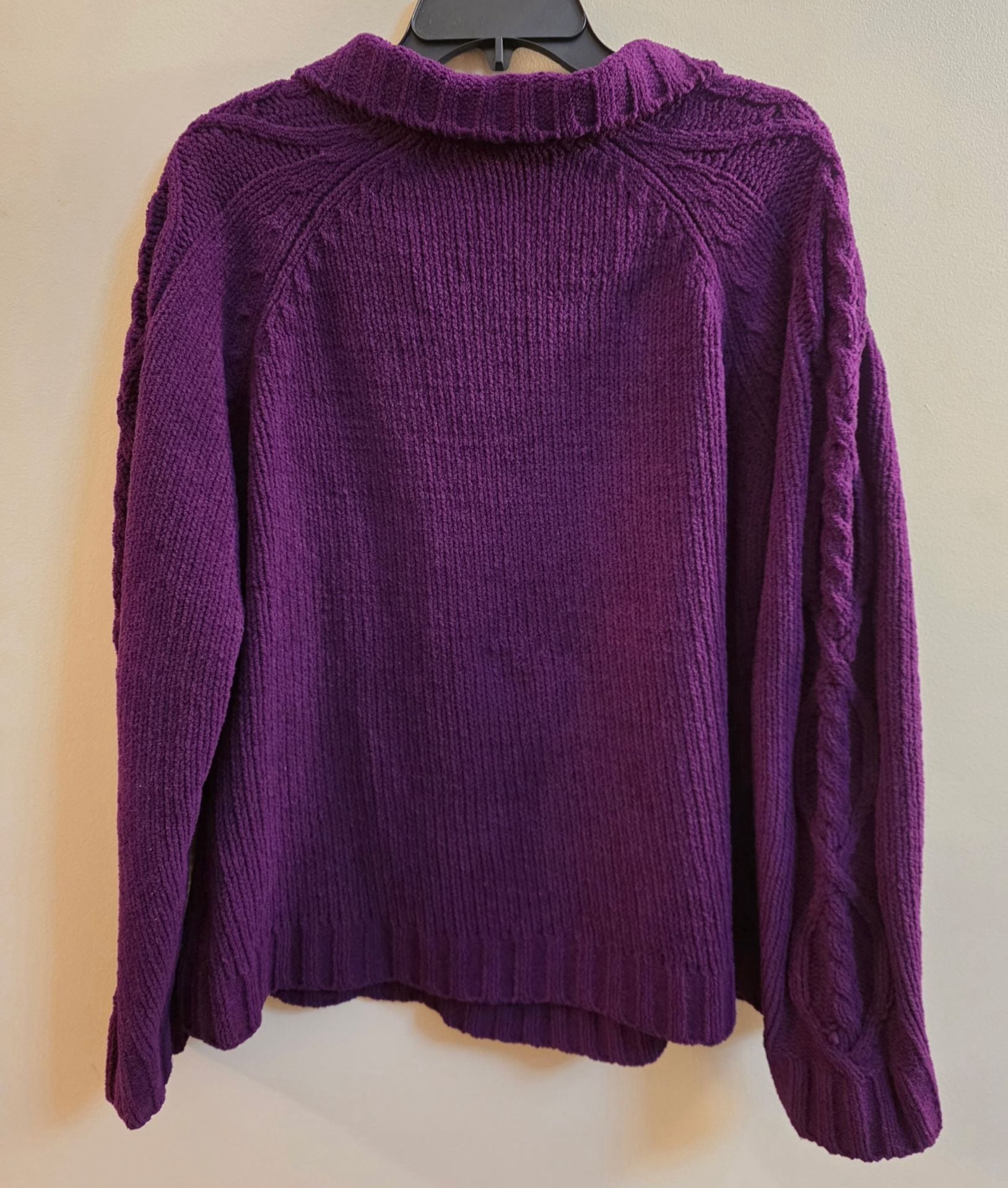 Basic Editions Cable Knit Sweater Purple Collar Pullover 4