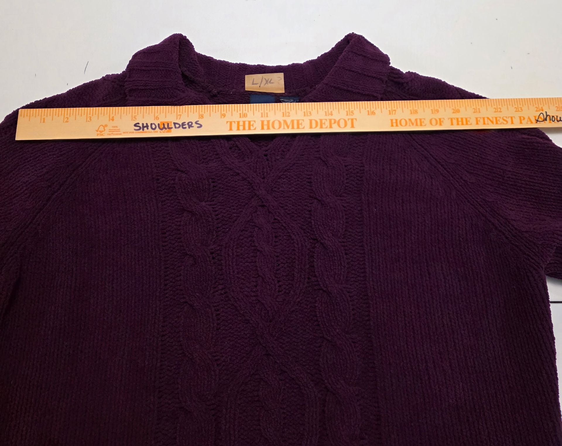 Basic Editions Cable Knit Sweater Purple Collar Pullover 7