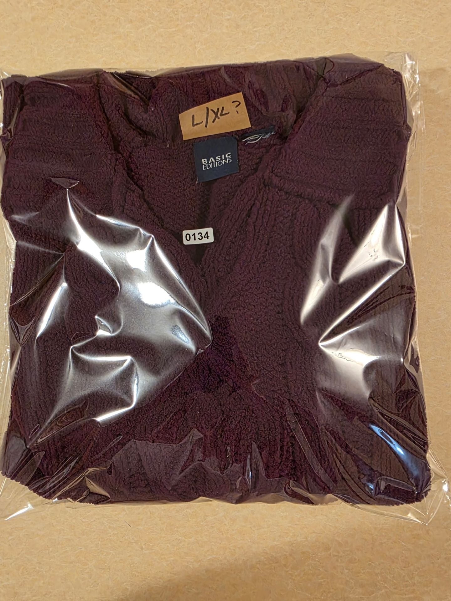 Basic Editions Cable Knit Sweater Purple Collar Pullover 10
