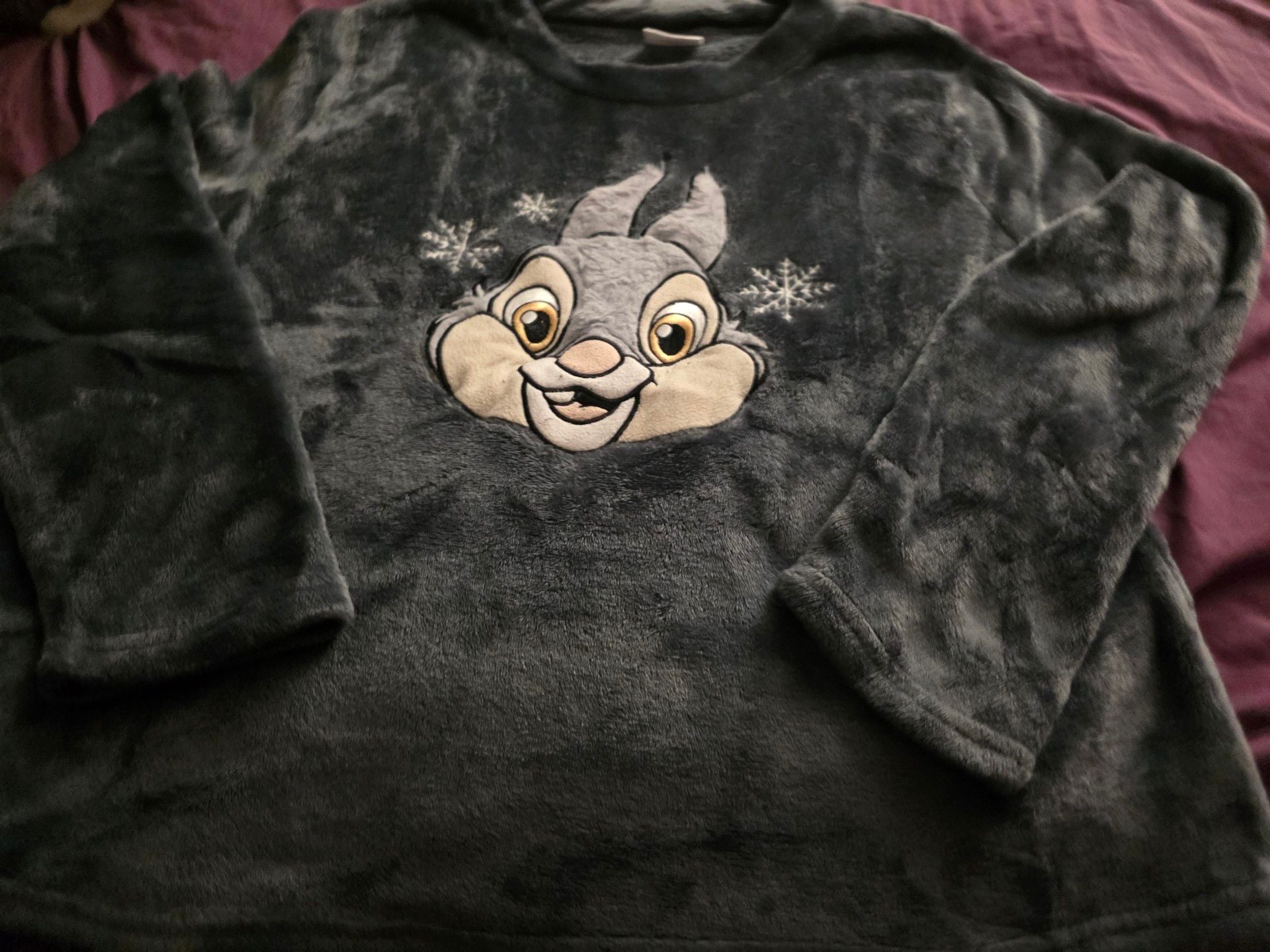 Disney Thumper Sleepwear Top Size L (12-14) Gray Fleece 1