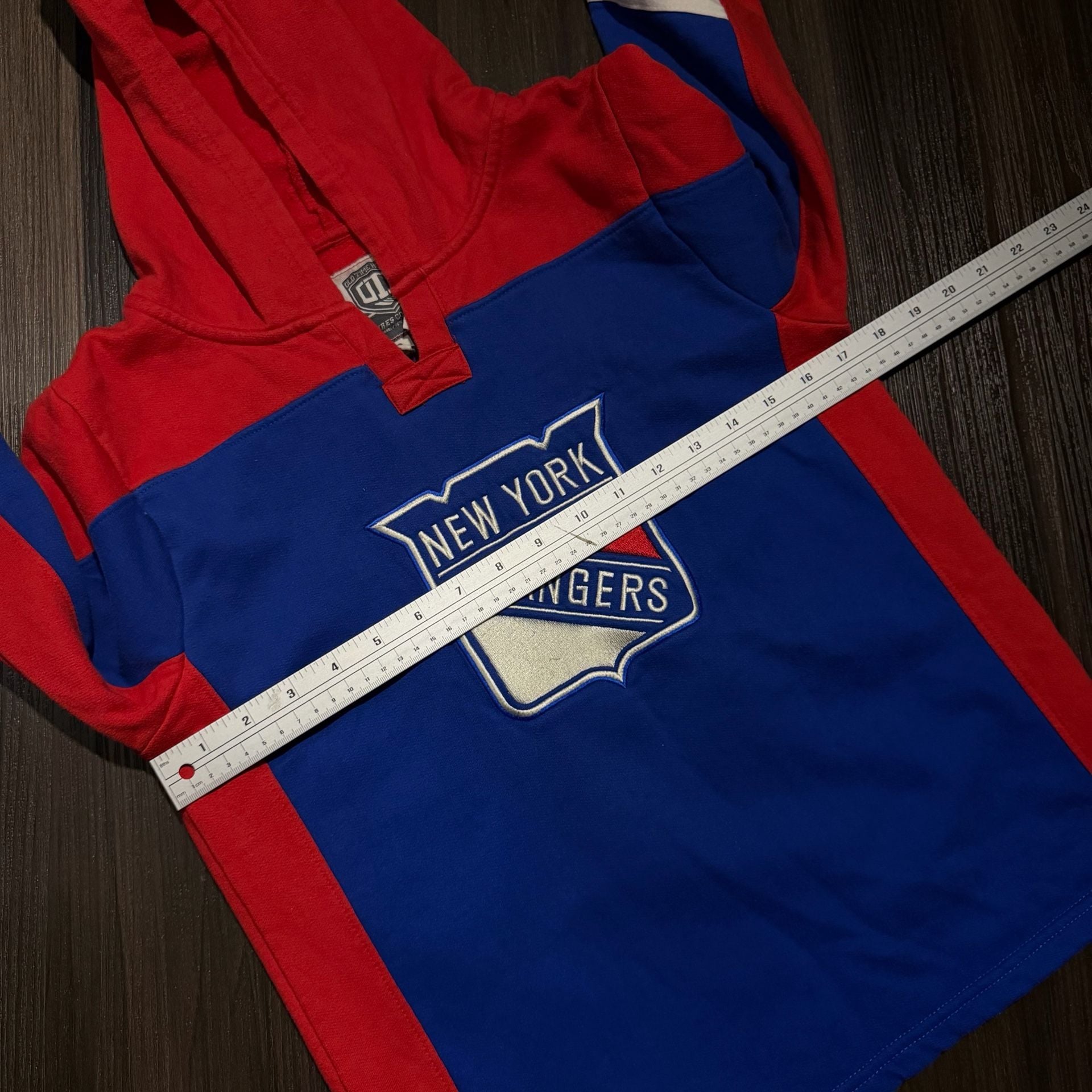 Old Time Hockey New York Rangers Hoodie Size L/G Youth Red Blue Lacer Sweatshirt 6