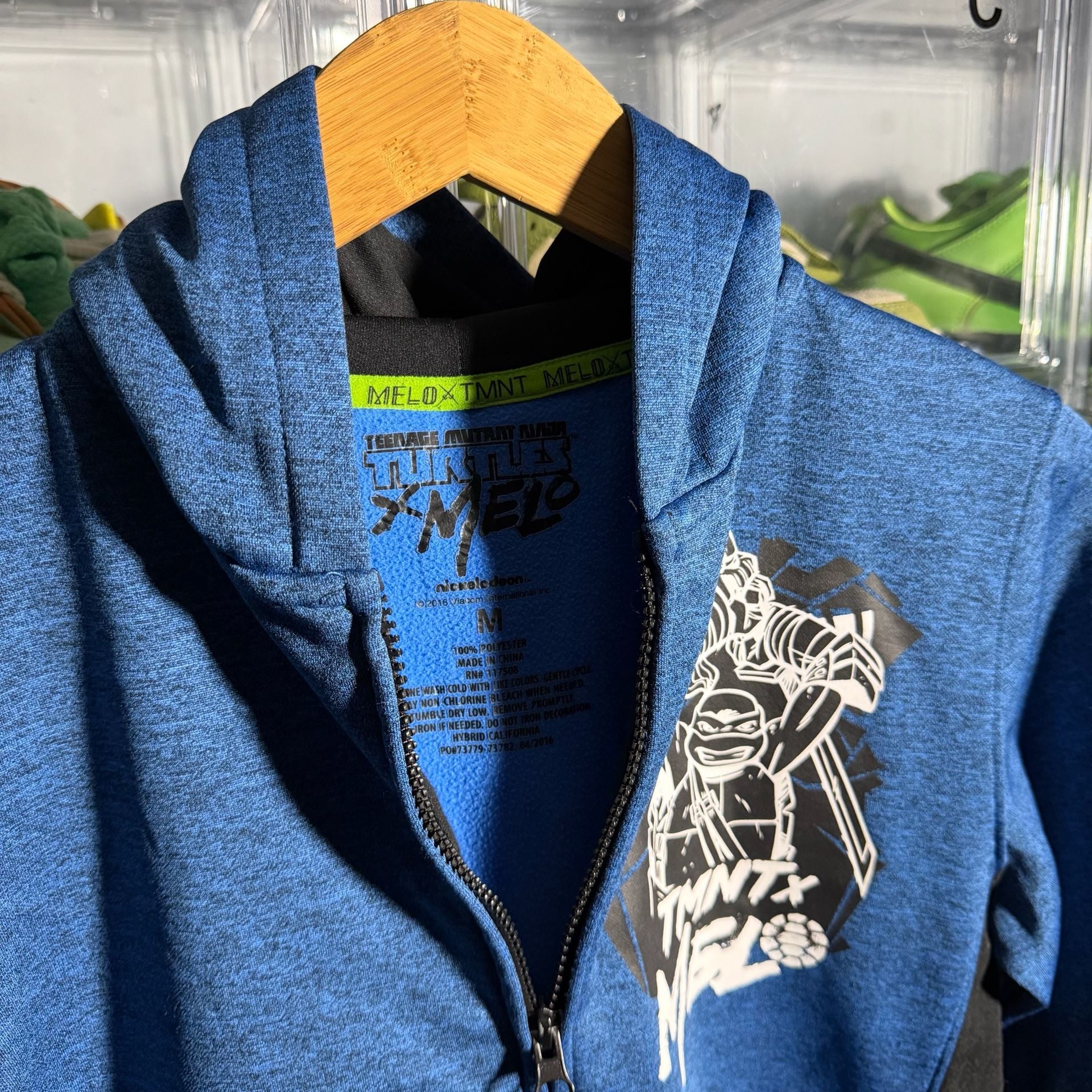Nickelodeon TMNT x Melo Zip Hoodie Size M Blue Black Teenage Mutant Ninja 4