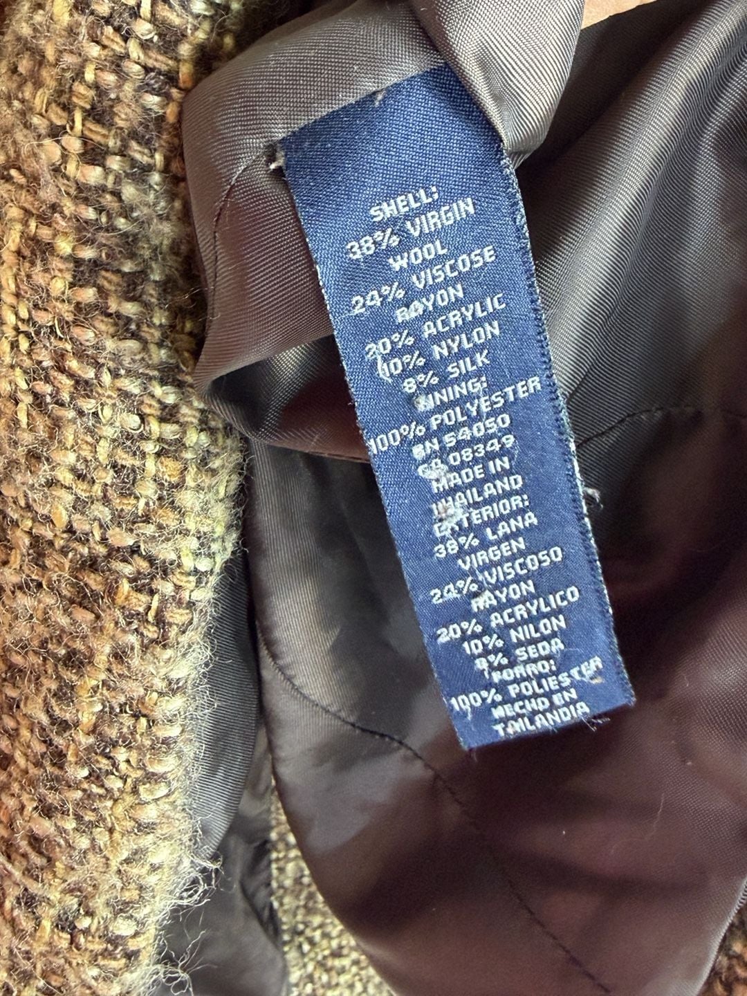 Vintage Jones New York Signature Tweed Blazer Size 10 Brown Zip Jacket 8