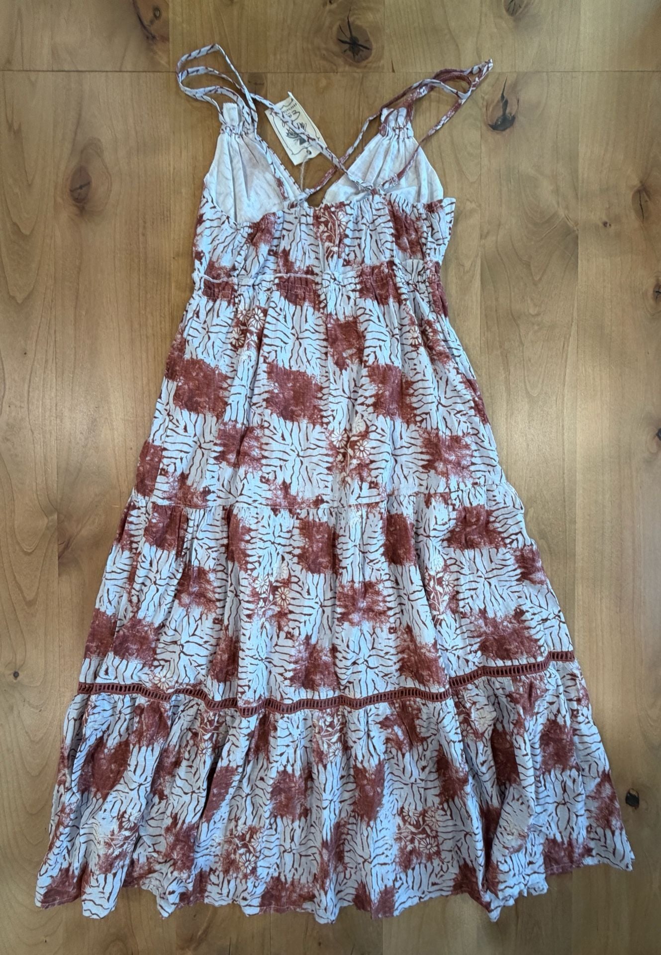 Easel Los Angeles Maxi Dress Brown Botanical Print Halter Tiered 3