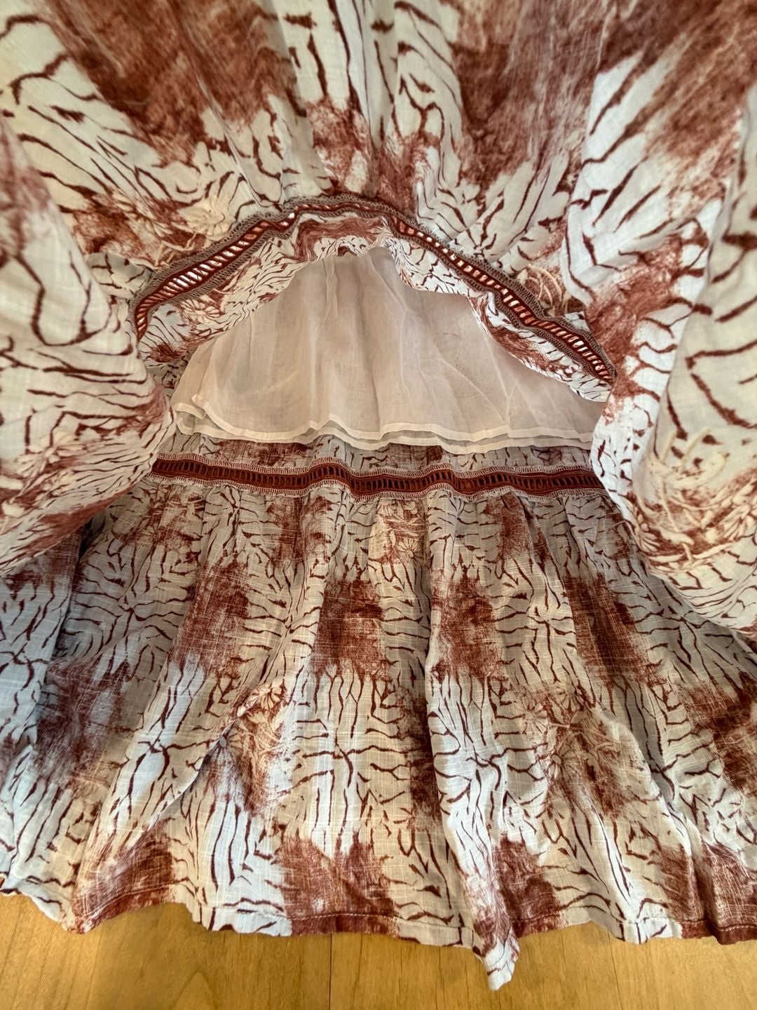 Easel Los Angeles Maxi Dress Brown Botanical Print Halter Tiered 6