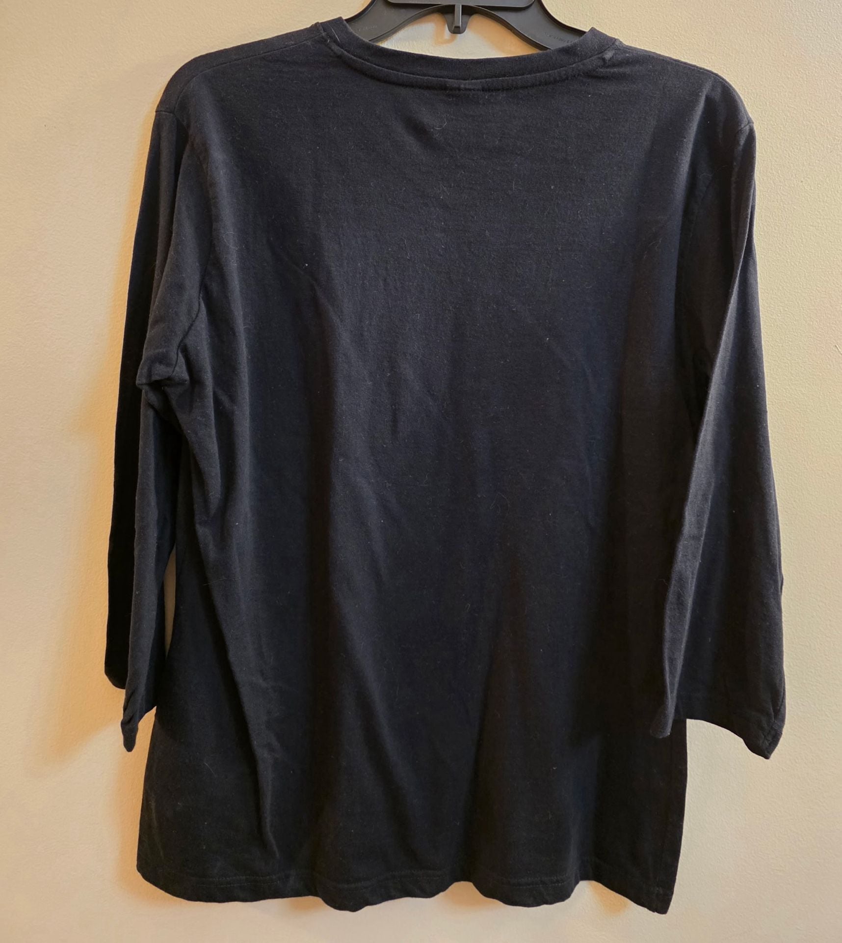 Lands End Knit Shaped Fit T-Shirt Women's Sz L 14-16 Tops Black 3