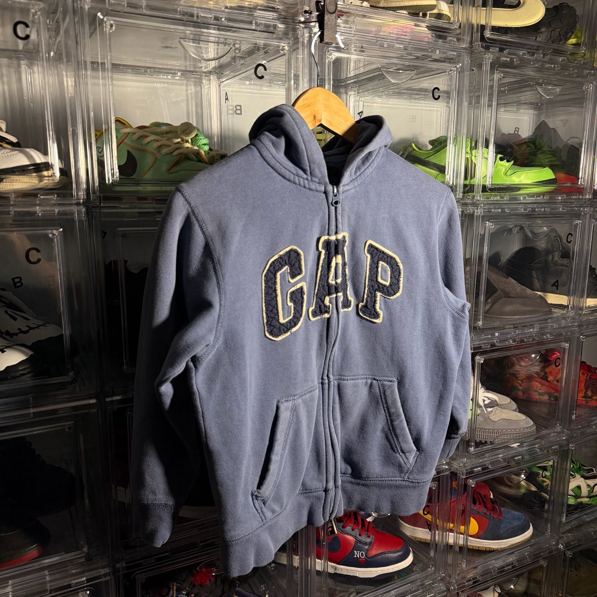 GapKids Zip Up Hoodie Size M 8 Blue Logo Full Zip Sweatshirt 3