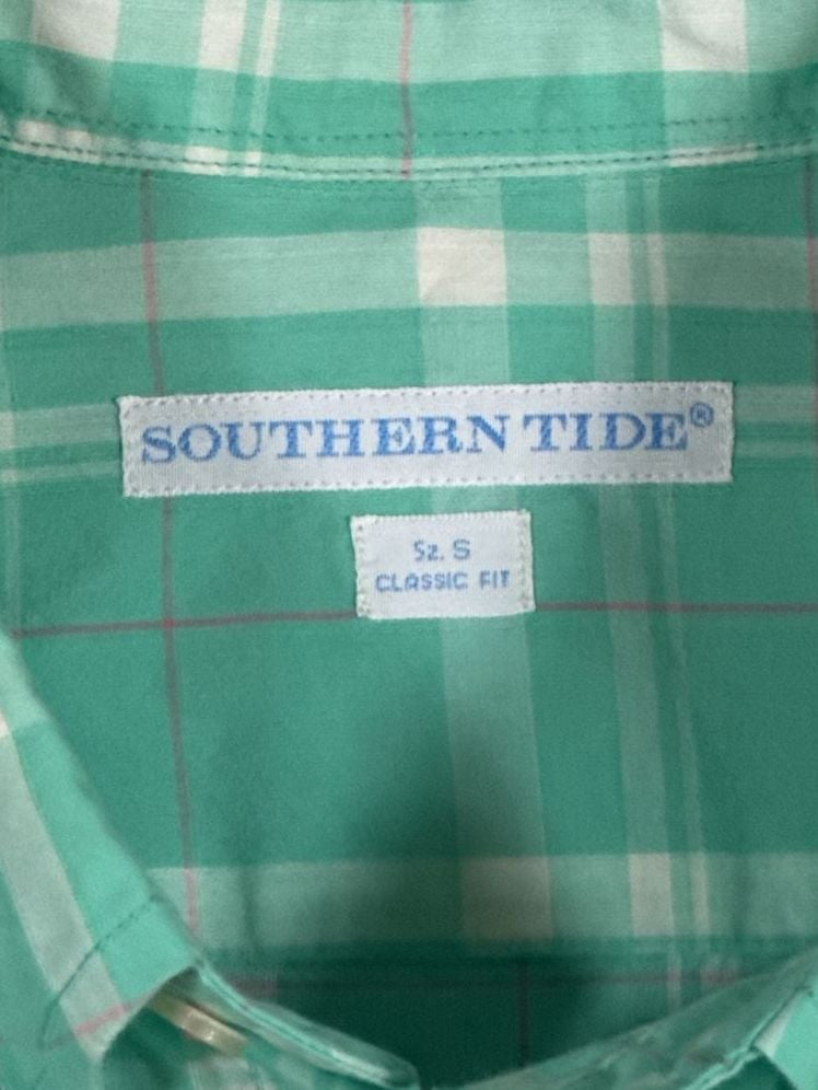 Southern Tide Plaid Long Sleeve Button Down Shirt Size S Classic Fit Green 4