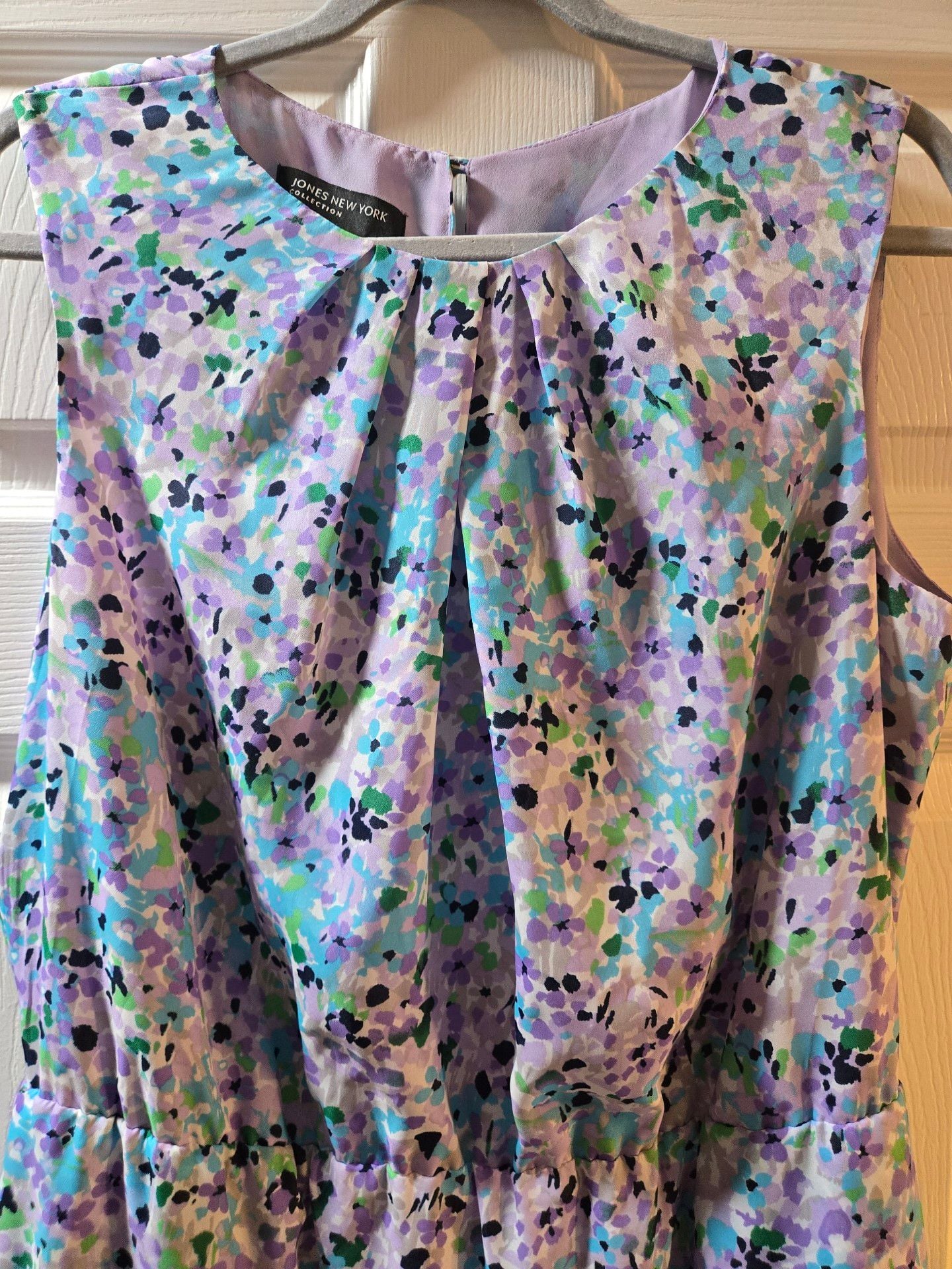 Jones New York Collection Dress Size 12 Floral Purple Sleeveless 3