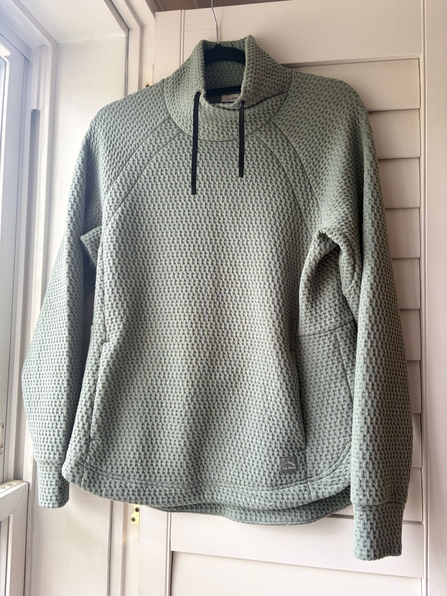 LL Bean Women's Ridgeknit Crossneck Pullover Textured Funnelneck 2