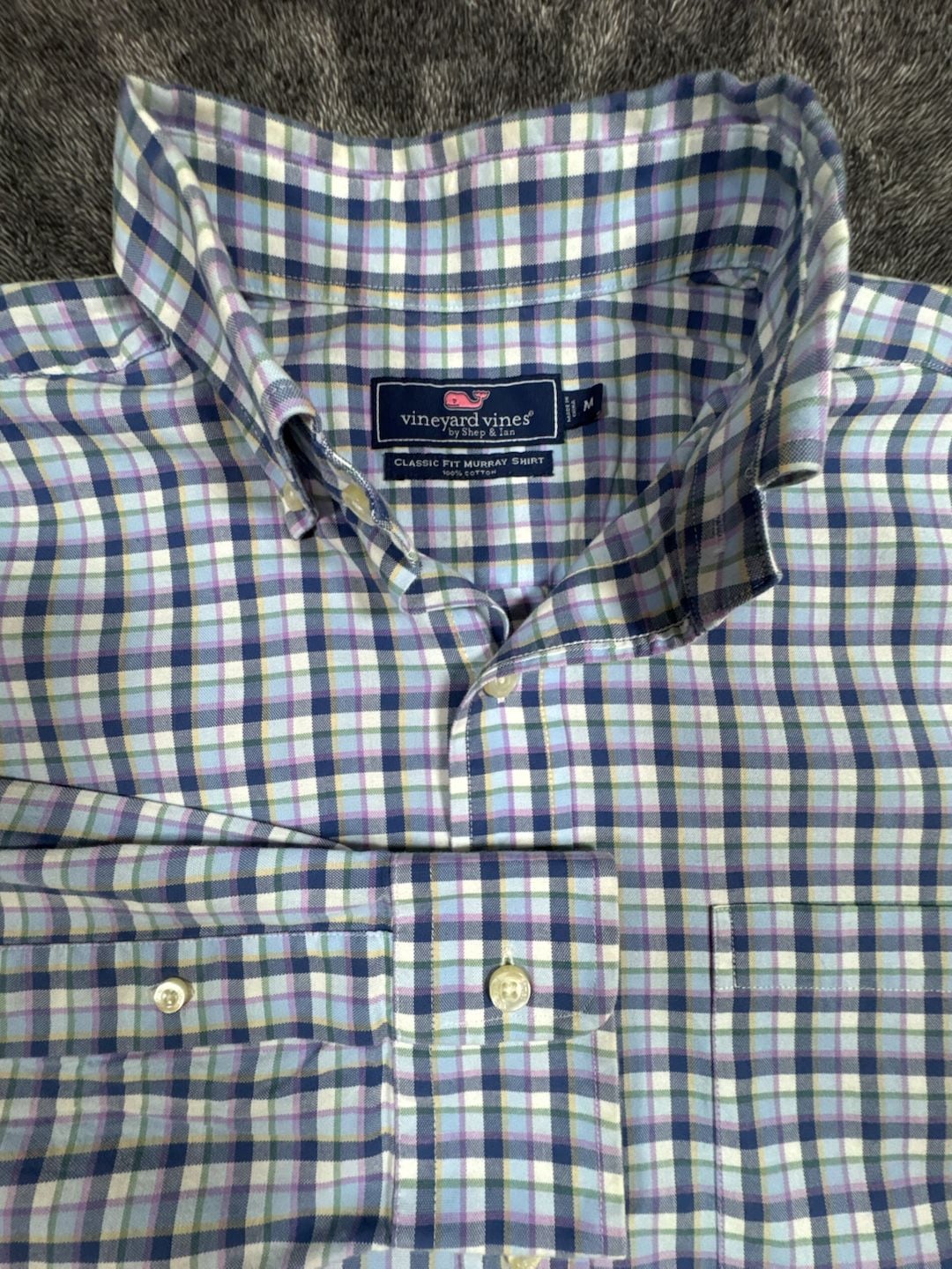 Vineyard Vines Classic Fit Murray Shirt Size M Blue Plaid Long Sleeve Cotton 2