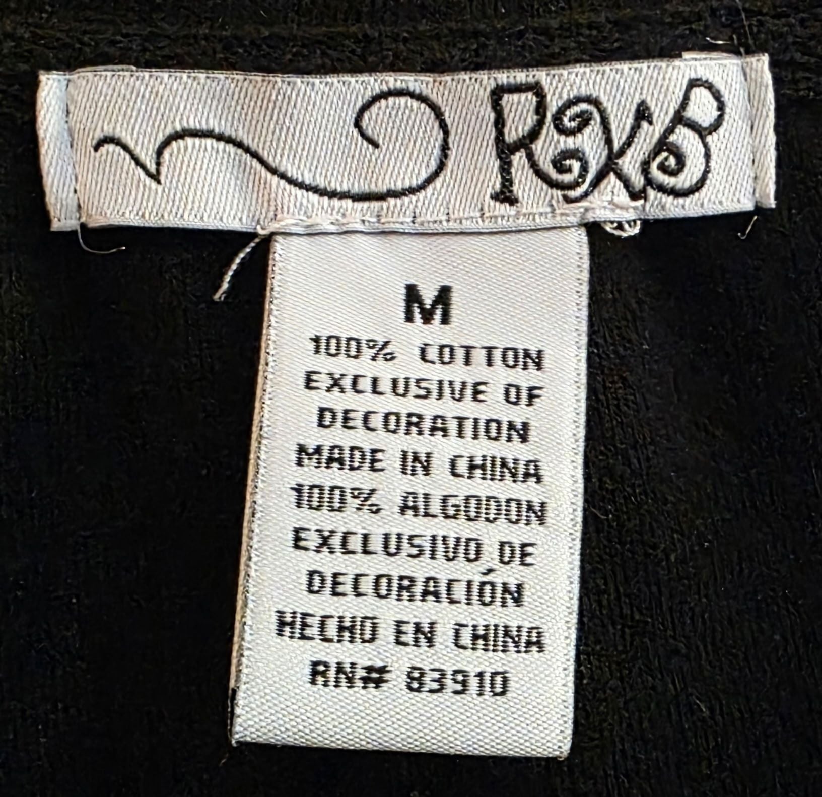 RXB Long Sleeve Graphic Shirt Size M Black Embellished Y2K Scoop Neck 4