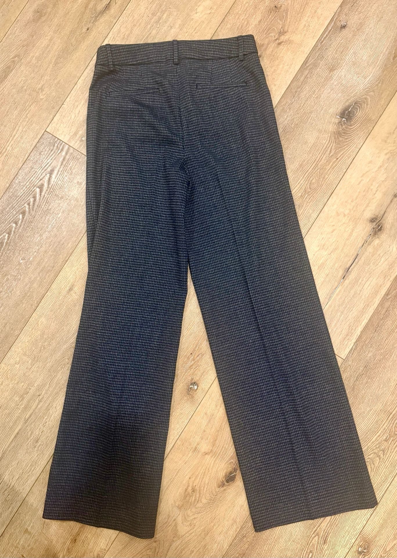 LOFT 8T Tall Women’s High Rise Trouser Pants Navy White Houndstooth Wide Leg 13
