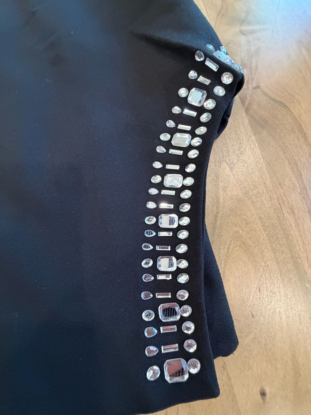 Do + Be Rhinestone Slit Strapless Dress Size S Black 6