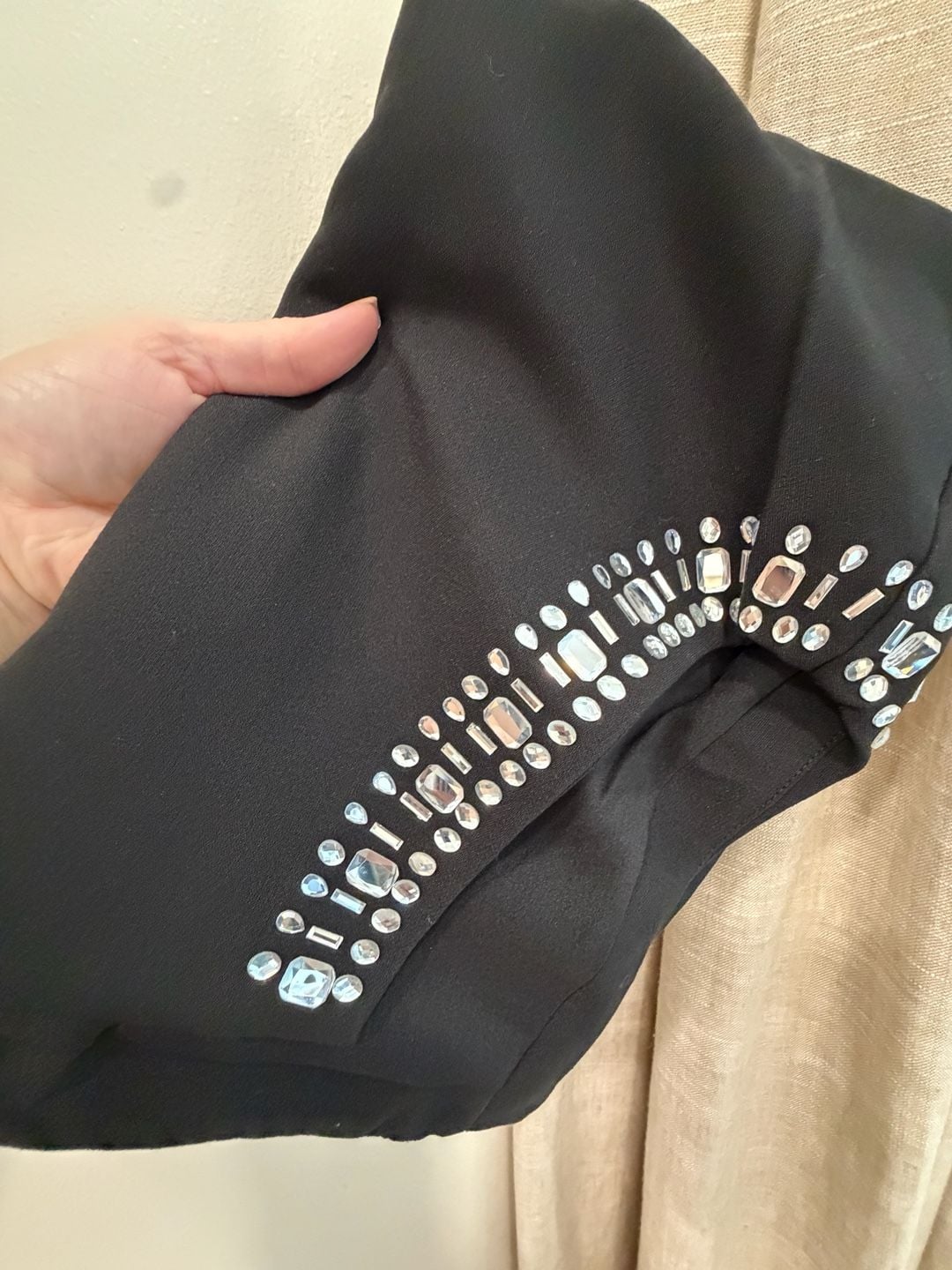 Do + Be Rhinestone Slit Strapless Dress Size S Black 10