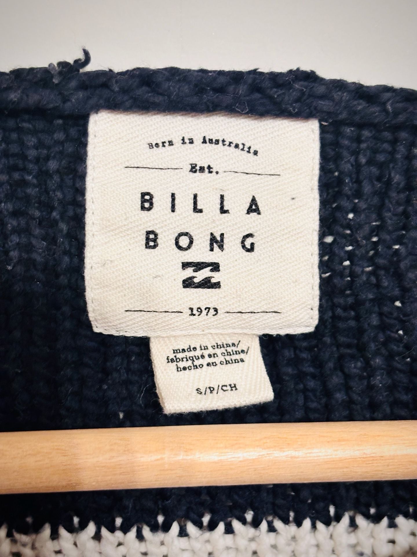 Billabong Striped Pullover Sweater Size S Black White Boat Neck 3