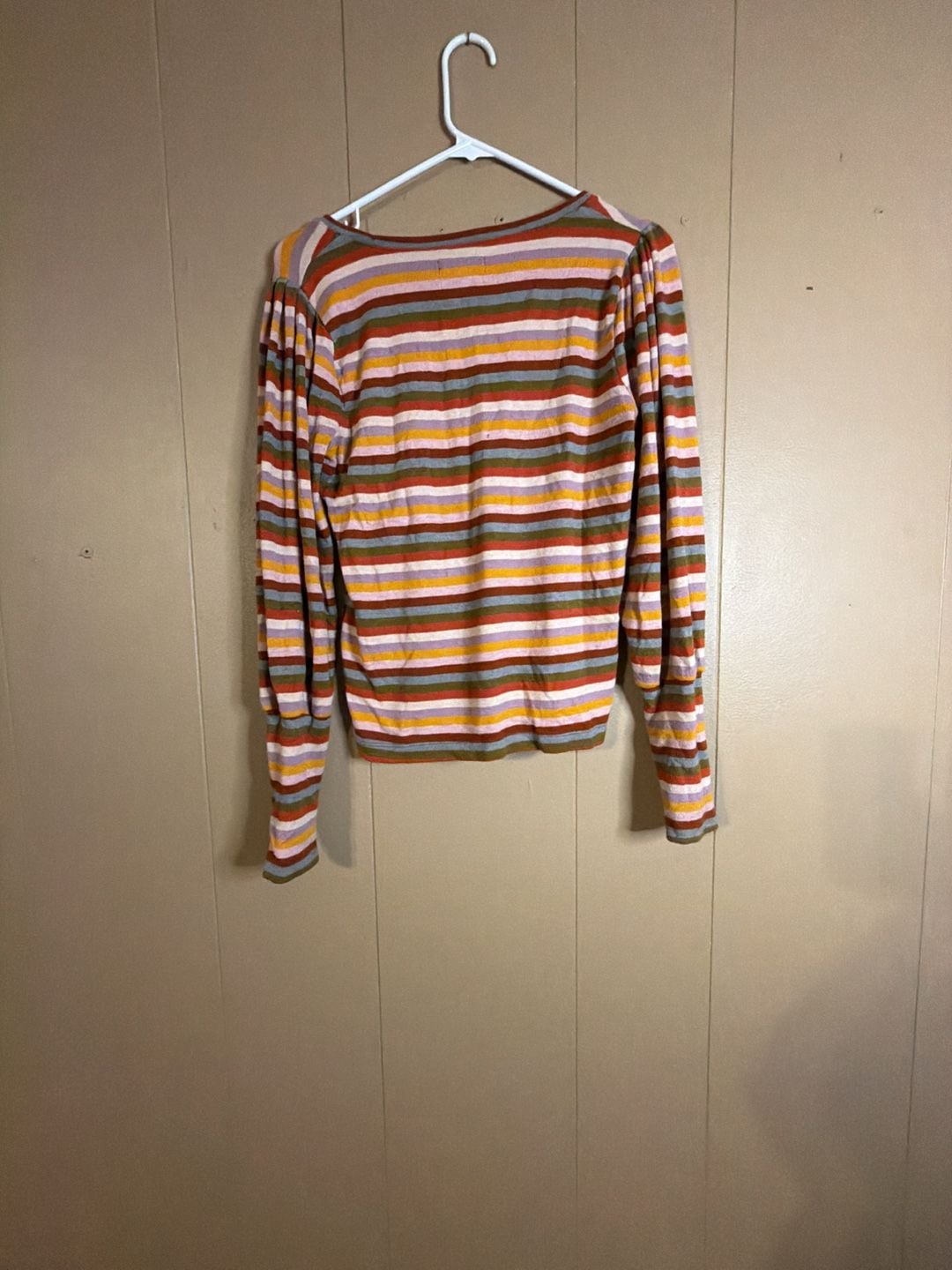 Madewell Striped Puff-Sleeve Scoop-Neck Sweater Size S 5