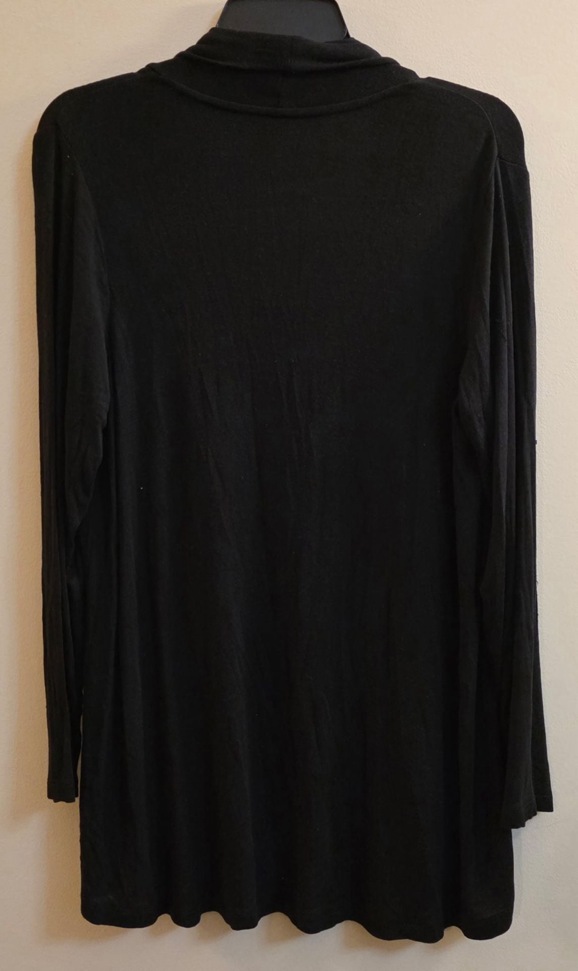 Style & Co Cardigan Size S Black Open Front Draped Long Sleeve 3