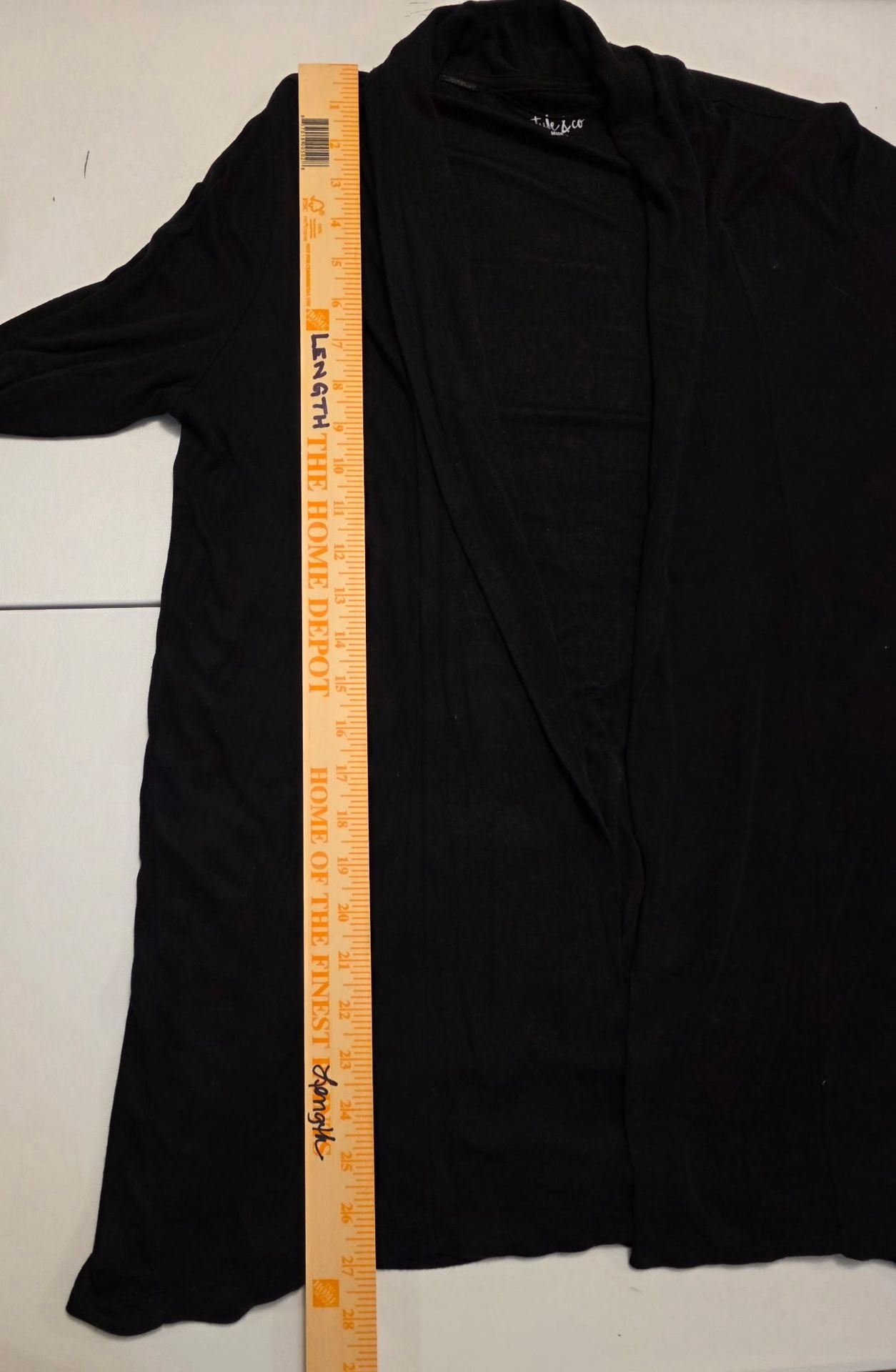 Style & Co Cardigan Size S Black Open Front Draped Long Sleeve 6