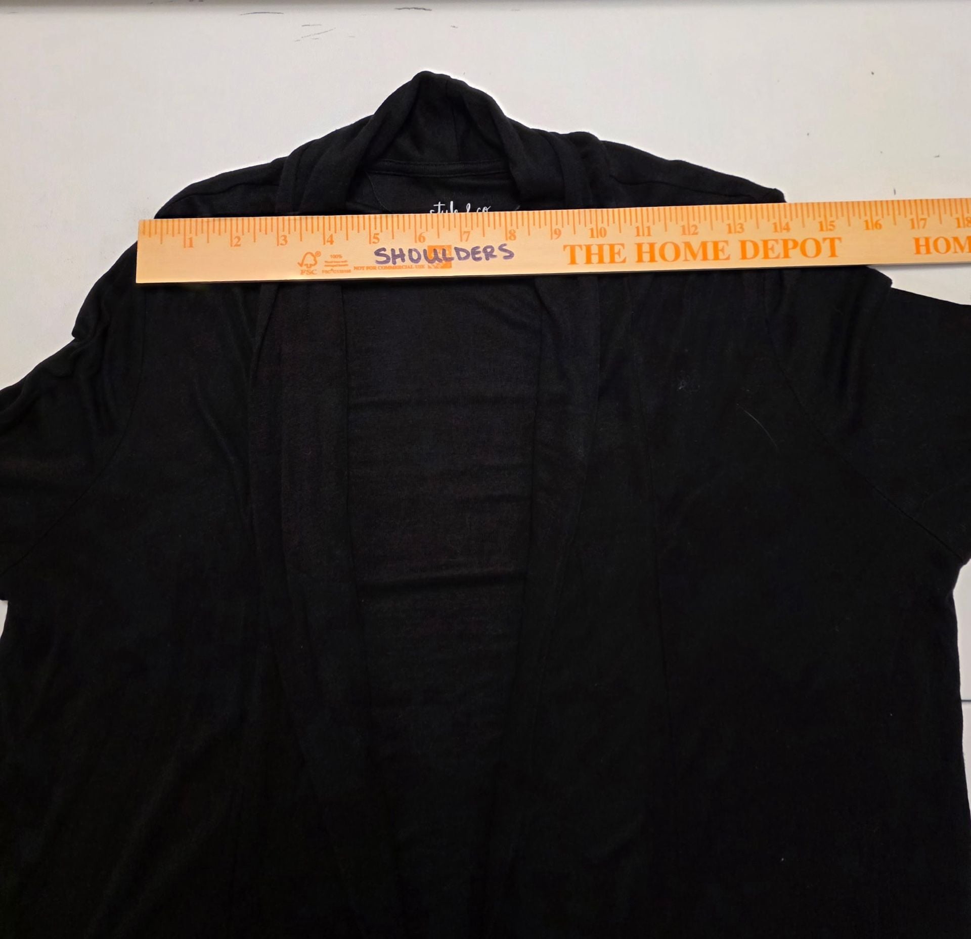 Style & Co Cardigan Size S Black Open Front Draped Long Sleeve 7