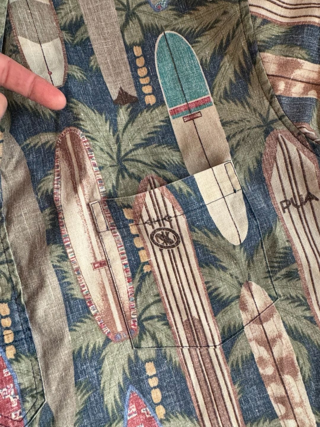 Reyn Spooner Surfboard Hawaiian Aloha Shirt Palm Tree Coastal Size XXL 7