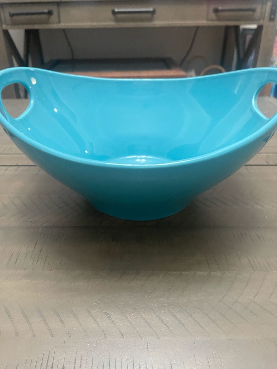 Matceramica Turquoise Aqua Serving Bowl with Integrated Handles Portugal 1