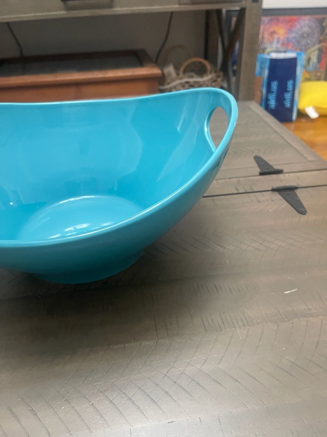 Matceramica Turquoise Aqua Serving Bowl with Integrated Handles Portugal 2