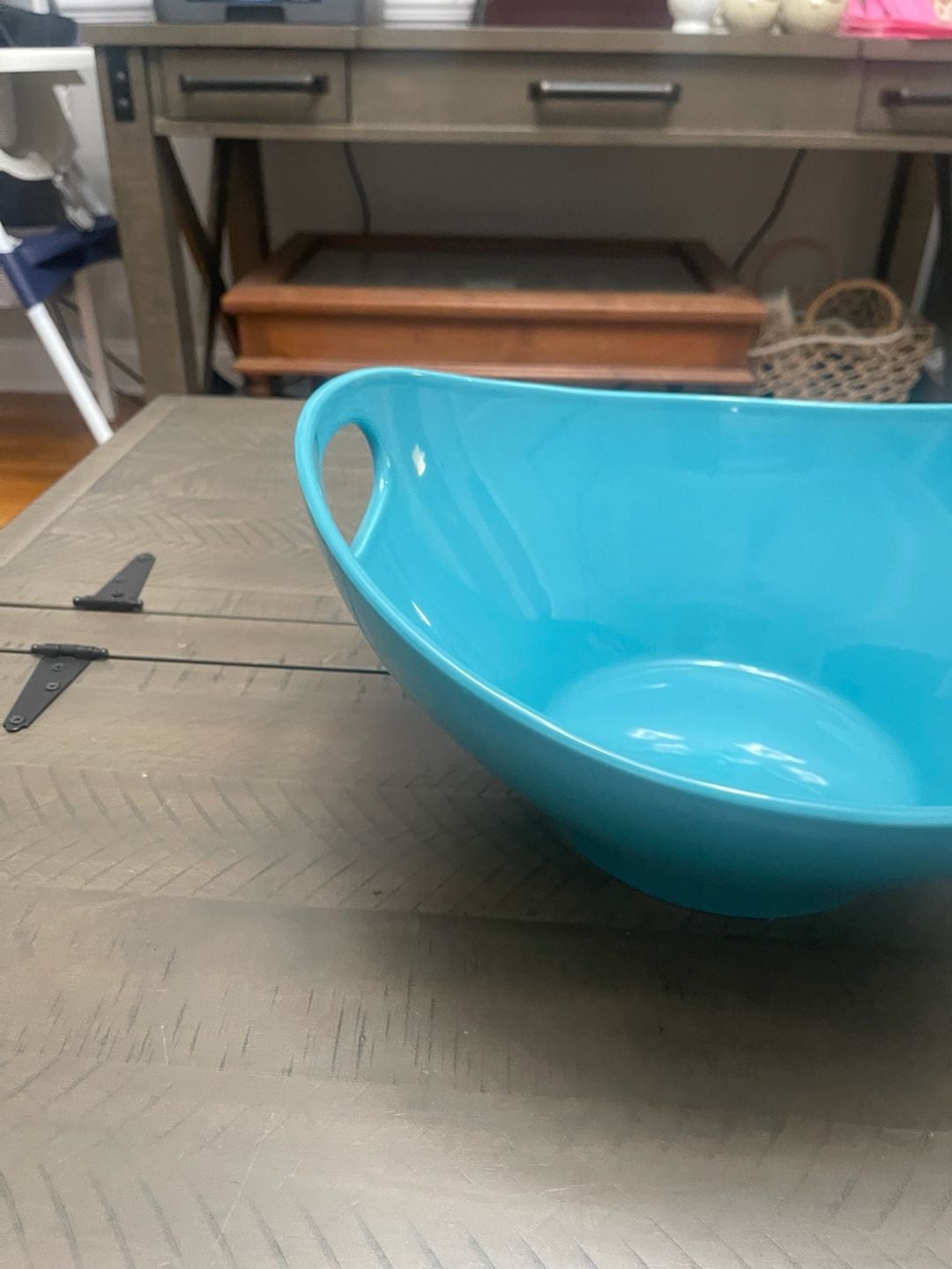 Matceramica Turquoise Aqua Serving Bowl with Integrated Handles Portugal 3