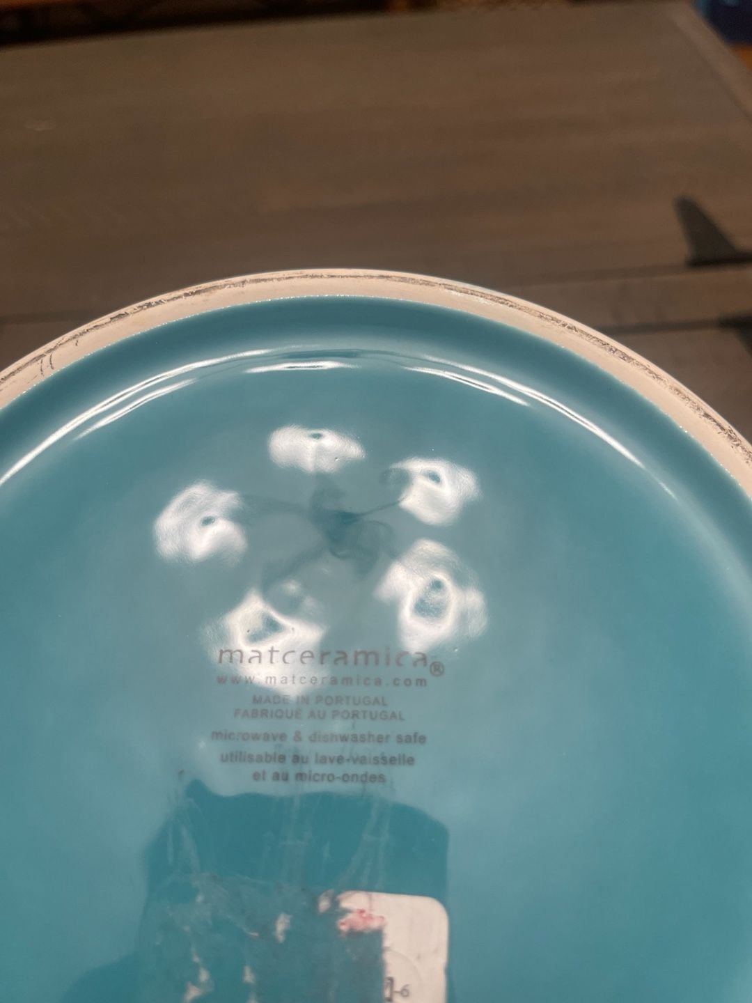 Matceramica Turquoise Aqua Serving Bowl with Integrated Handles Portugal 4
