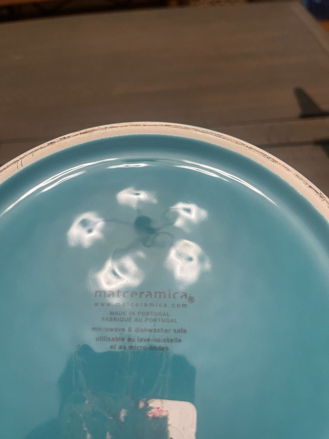 Matceramica Turquoise Aqua Serving Bowl with Integrated Handles Portugal 5