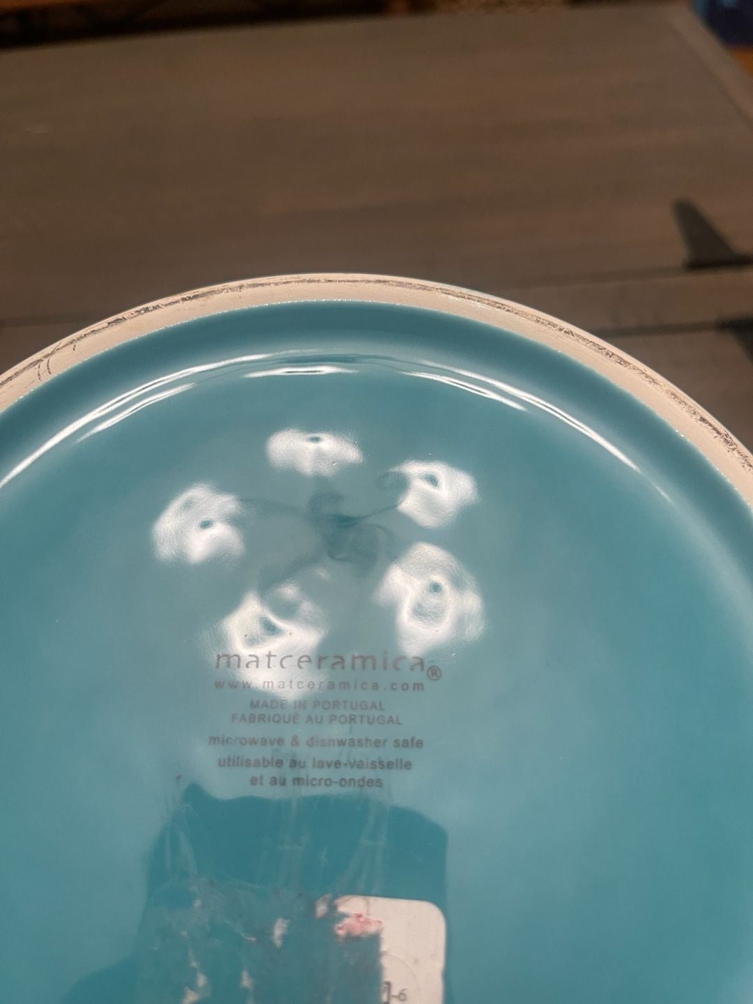 Matceramica Turquoise Aqua Serving Bowl with Integrated Handles Portugal 6