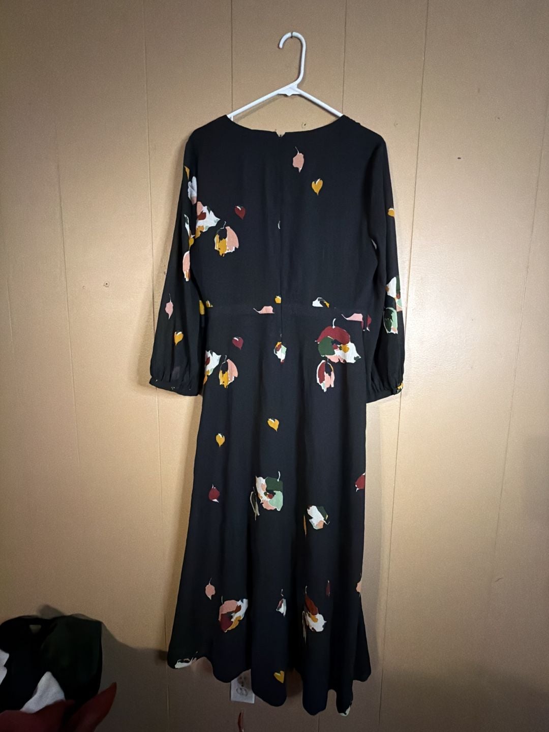 Madewell Maxi Dress Size 10 Black Floral Long Sleeve V-Neck 5