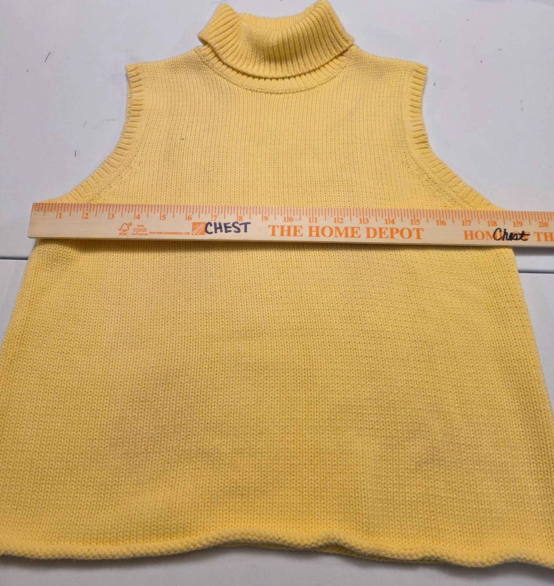 Falls Creek Turtleneck Sleeveless Sweater Yellow Knit 8