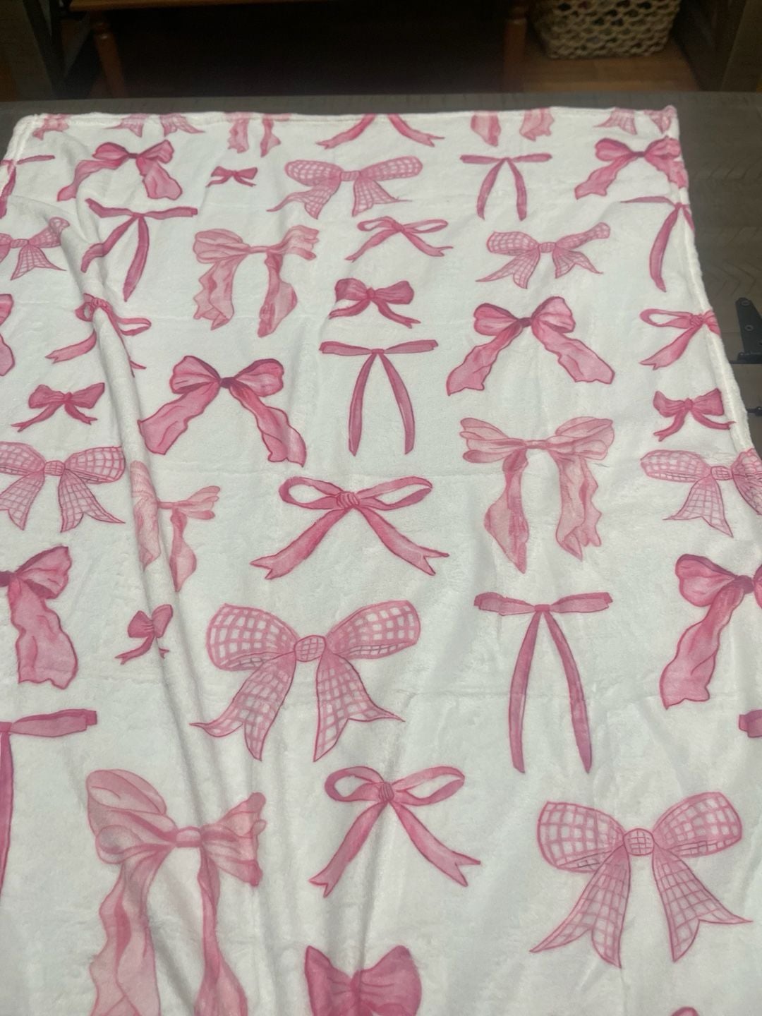Baby blanket Pink Bow Coquette Flannel Throw Blanket White Soft Fleece Bed Couch 5