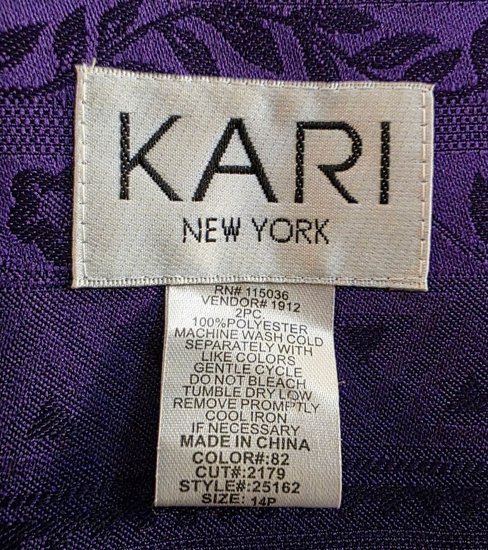 KARI New York Open Front Jacket Size 14p purple Floral Jacquard 5